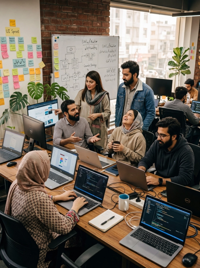 Web design team at work