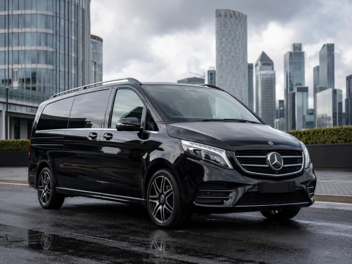 Mercedes V-Class luxury chauffeur vehicle UK Jet Set Travel Man Guard