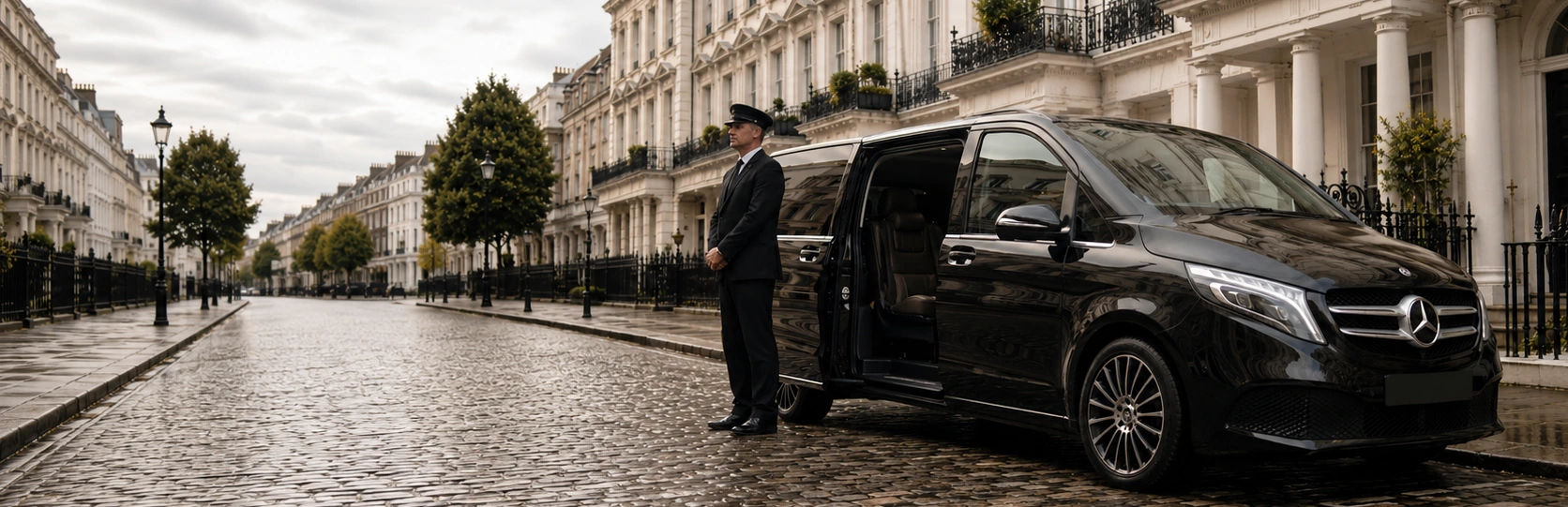 Luxury Mercedes V-Class chauffeur service UK Man Guard Jet Set Travel