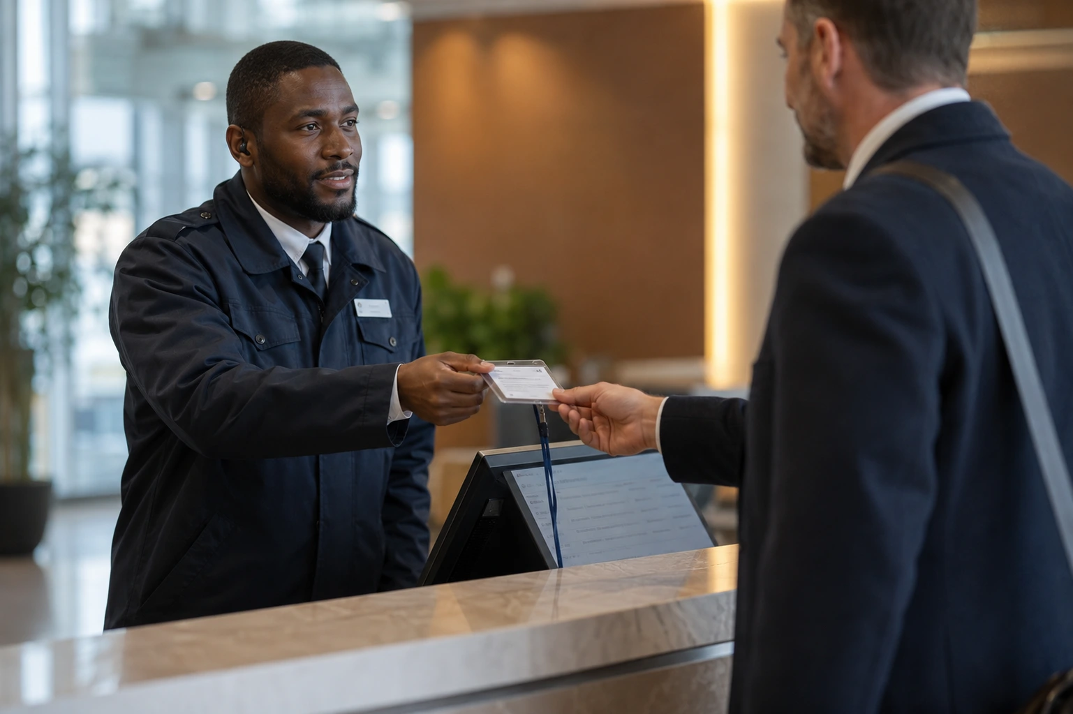 Professional SIA licensed office concierge security officer corporate reception UK