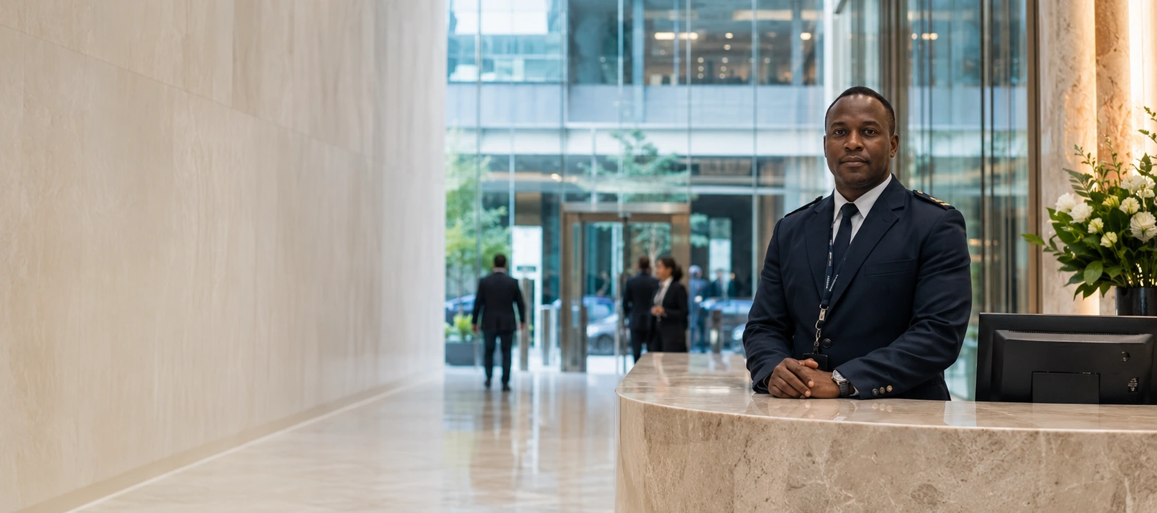 Professional SIA licensed office concierge security officer corporate reception UK